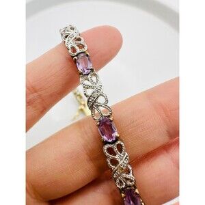 Designer HAN 925 sterling gold vermeil natural amethyst diamond tennis Bracelet